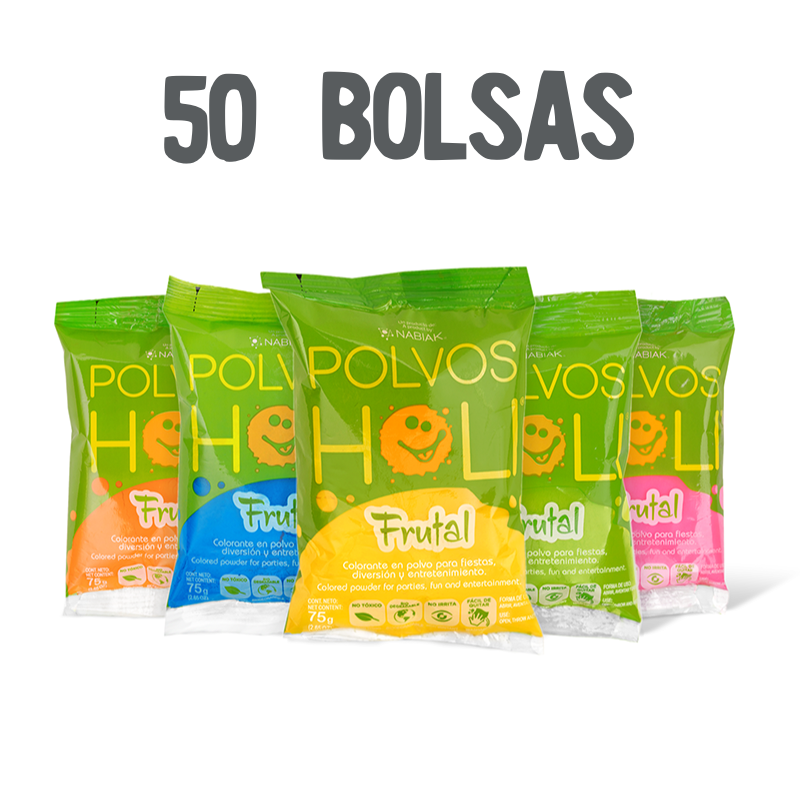 Para Disfrutar - Paquete 50 bolsas Polvos Holi Frutal 75 g