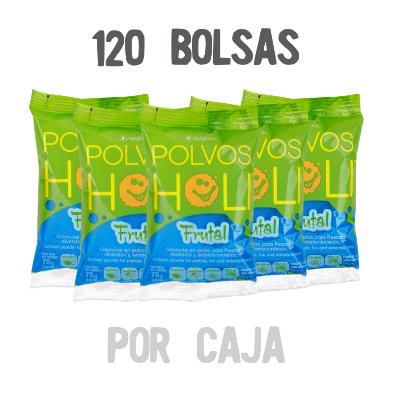 Bolsa 75 g Polvos Holi Frutal Caja 120 piezas