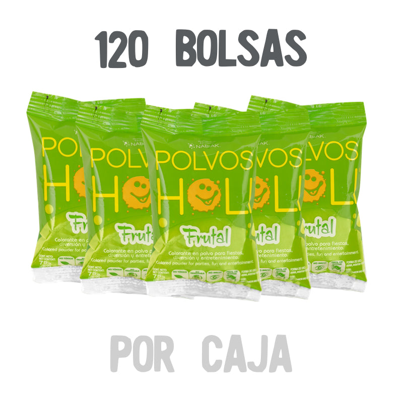 Bolsa 75 g Polvos Holi Frutal Caja 120 piezas Verde Manzana