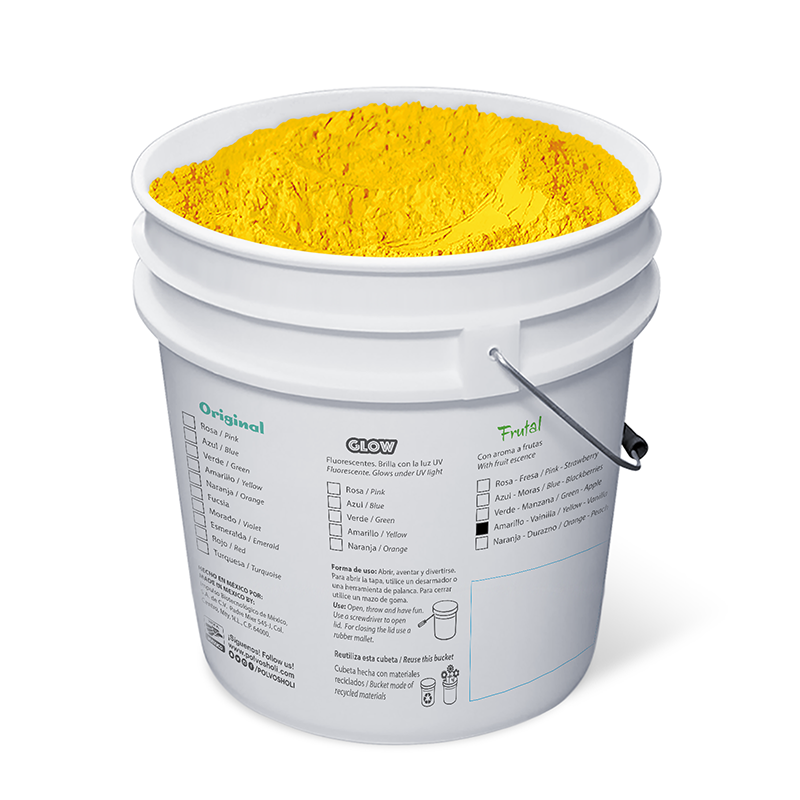 Cubeta de 5 kg Polvos Holi Frutal - Amarillo Vainilla