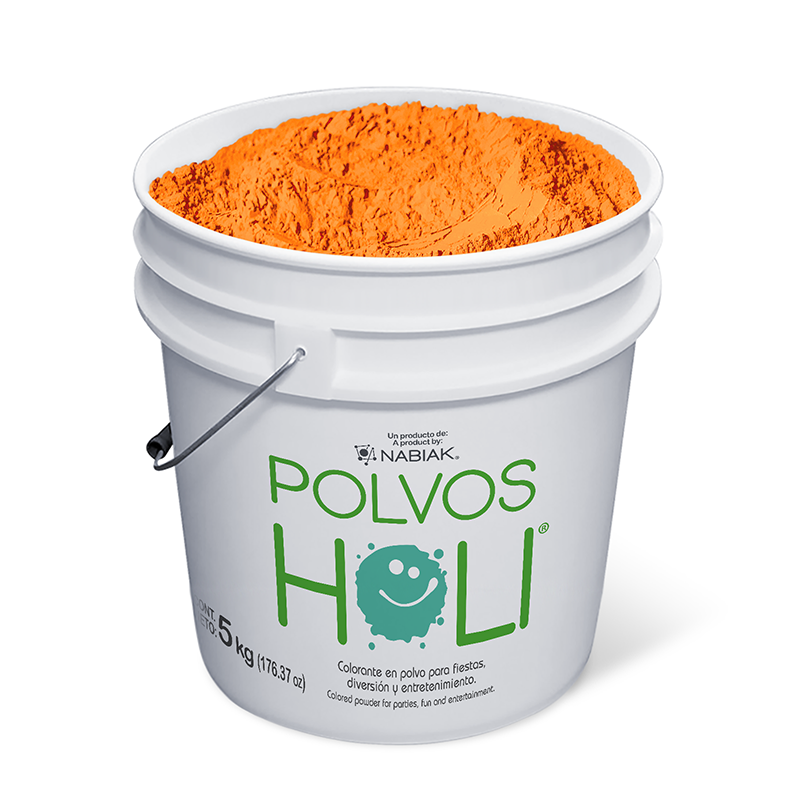 Cubeta de 5 kg Polvos Holi Frutal - Naranja Durazno