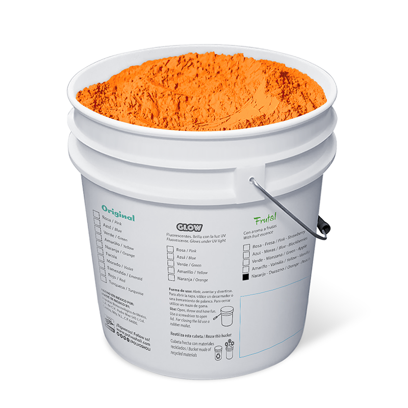 Cubeta de 5 kg Polvos Holi Frutal - Naranja Durazno