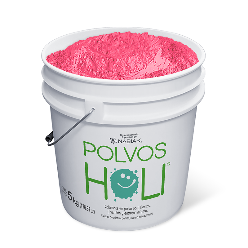 Cubeta de 5 kg Polvos Holi Frutal - Rosa Fresa