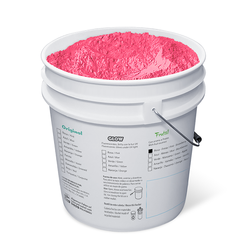 Cubeta de 5 kg Polvos Holi Frutal - Rosa Fresa