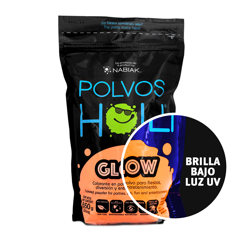 Maxibolsa de 650 g Polvos Holi Glow - Naranja Fluorescente