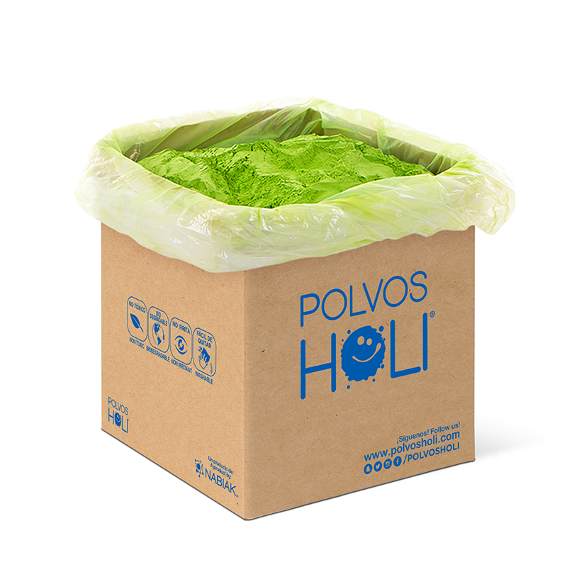 Cubo 25 kg Polvos Holi Original - Verde Brillante