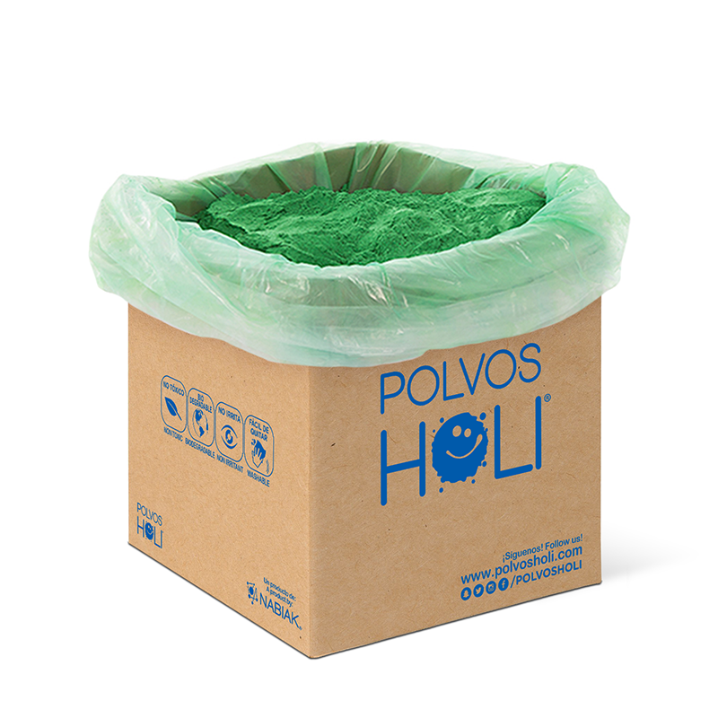 Cubo 25 kg Polvos Holi Original - Verde Esmeralda