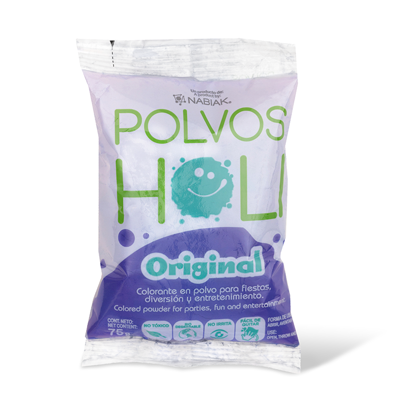 Bolsa individual de 75 g Polvos Holi Original - Morado