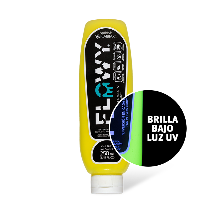 Botella pintura líquida Flowy Amarillo Fluorescente - 250 ml