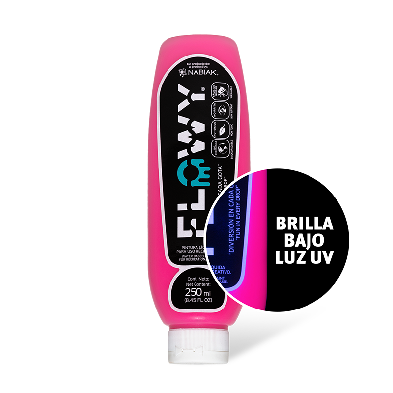 Botella pintura líquida Flowy Rosa Fluorescente - 250 ml