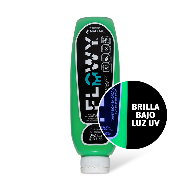 Botella pintura líquida Flowy Verde Fluorescente - 250 ml