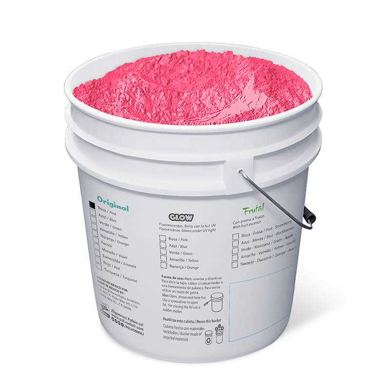 Cubeta de 5 kg Polvos Holi Original - Rosa