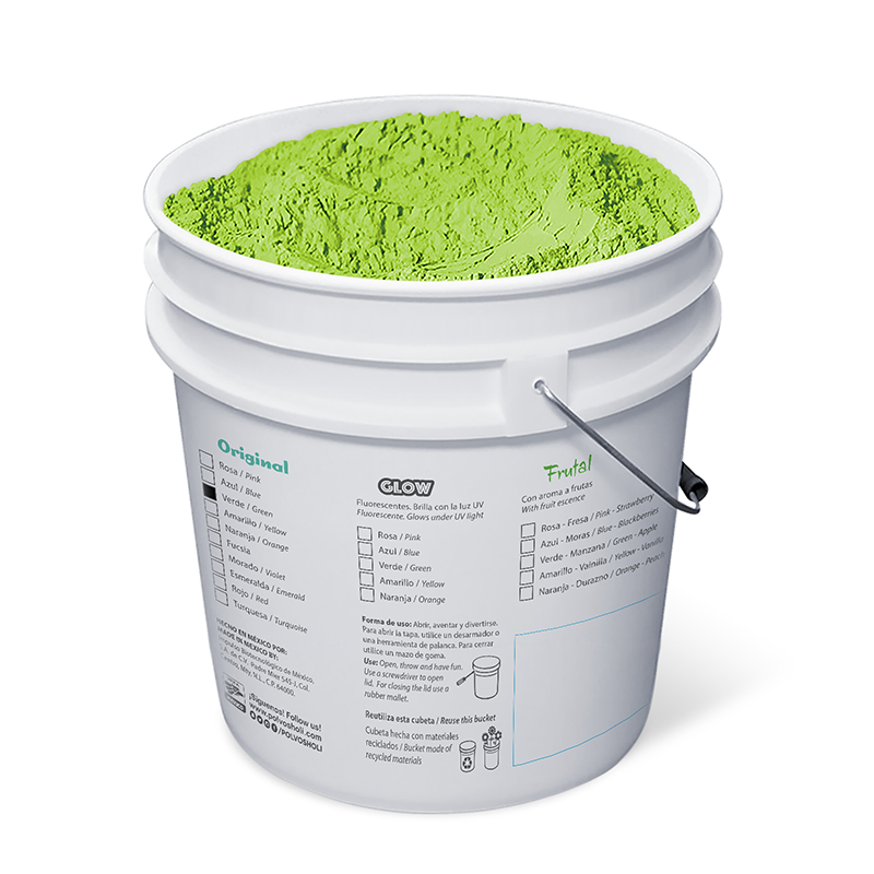 Cubeta de 5 kg Polvos Holi Original - Verde Brillante