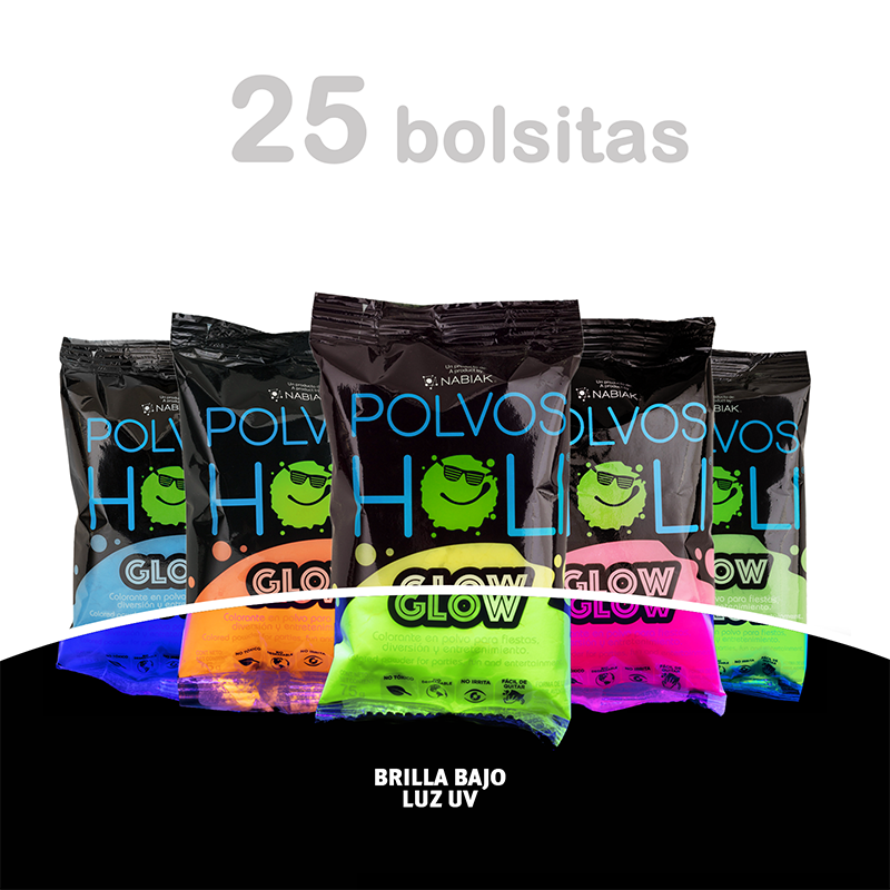 Paquete para Asombrar 25 bolsas 75 g Glow en 5 colores