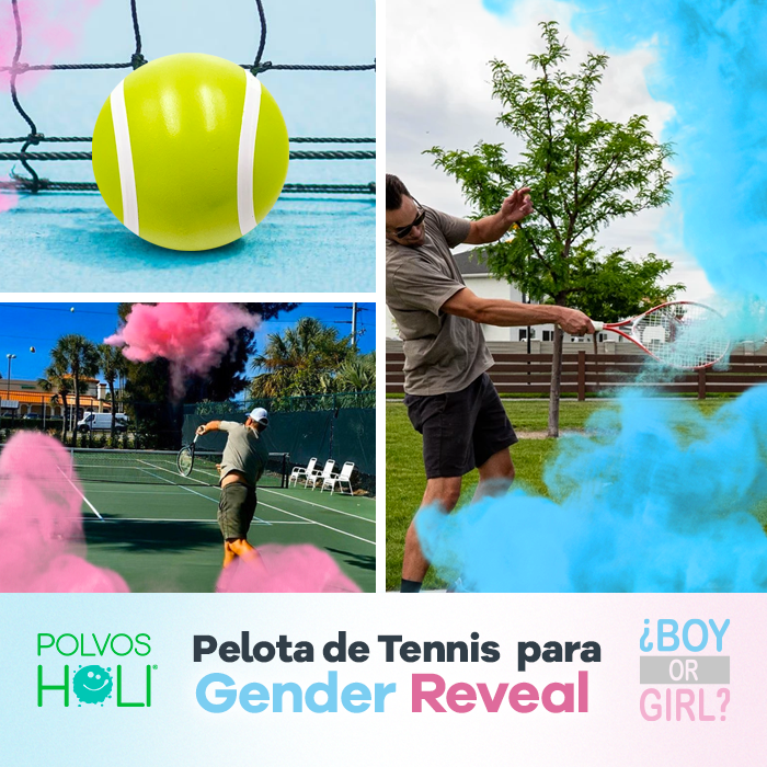 Pelota de Tennis para Gender Reveal Azul-Mora