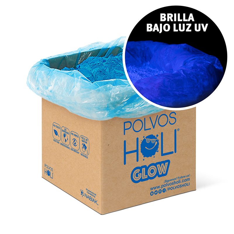 Cubo 25 kg Polvos Holi Glow - Azul Fluorescente