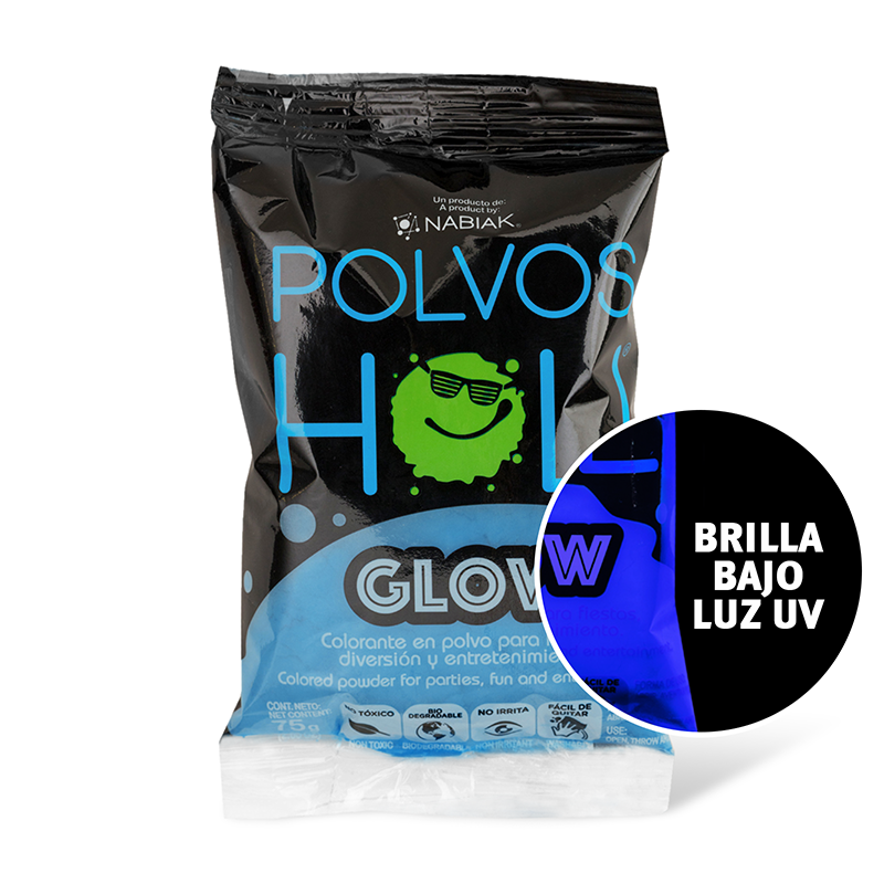 Bolsa individual de 75 g Polvos Holi Glow - Azul Fluorescente