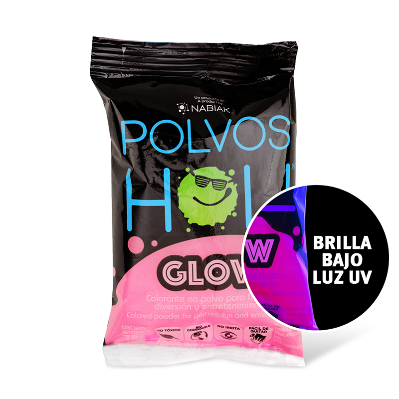 Bolsa individual de 75 g Polvos Holi Glow - Rosa Fluorescente