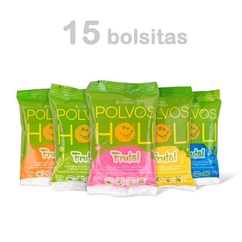 Para Sonreír - Paquete 15 bolsas Polvos Holi Frutal 75 g