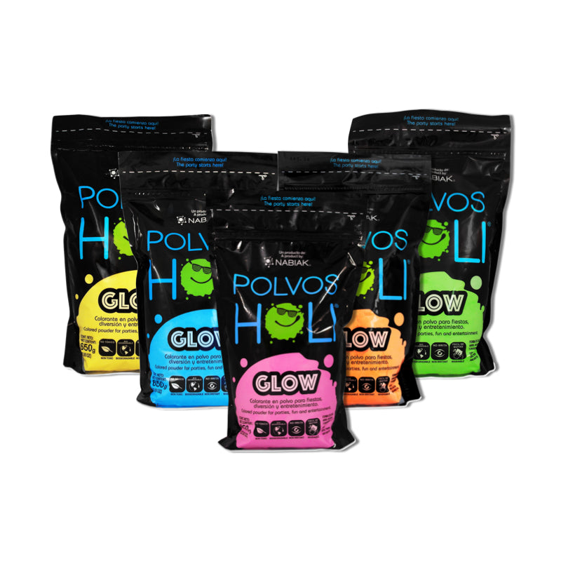 Para Festejar - Paquete 5 Maxibolsas 650 g Polvos Holi Glow