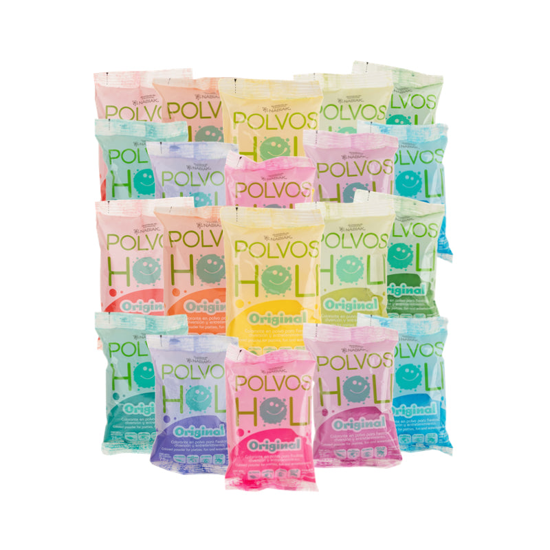 Paquete 20 bolsas Polvos Holi Original 75 g en 10 colores