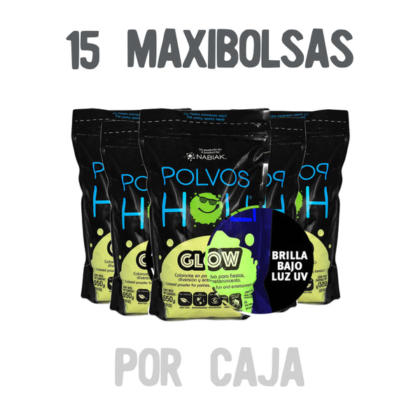 Maxibolsa 650 g Polvos Holi Glow Caja 15 piezas