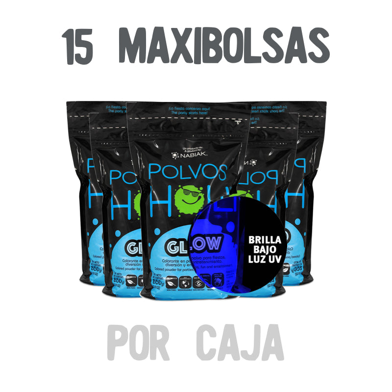Maxibolsa 650 g Polvos Holi Glow Caja 15 piezas