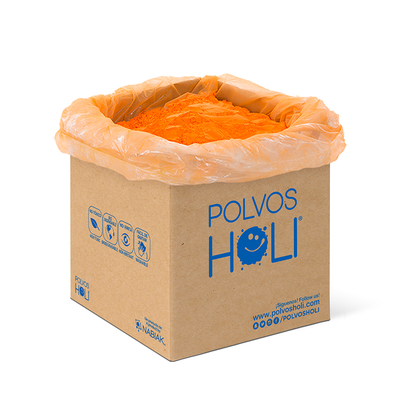Cubo 25 kg Polvos Holi Original - Naranja