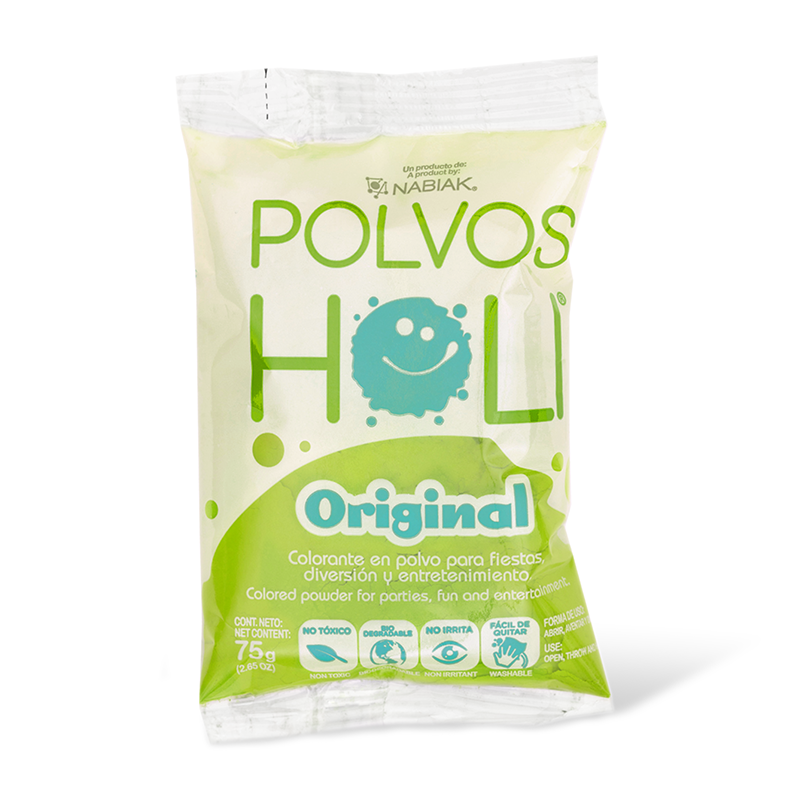 Bolsa individual de 75 g Polvos Holi Original - Verde Brillante