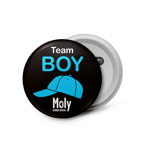 Botón Gender Reveal Negro Team BOY