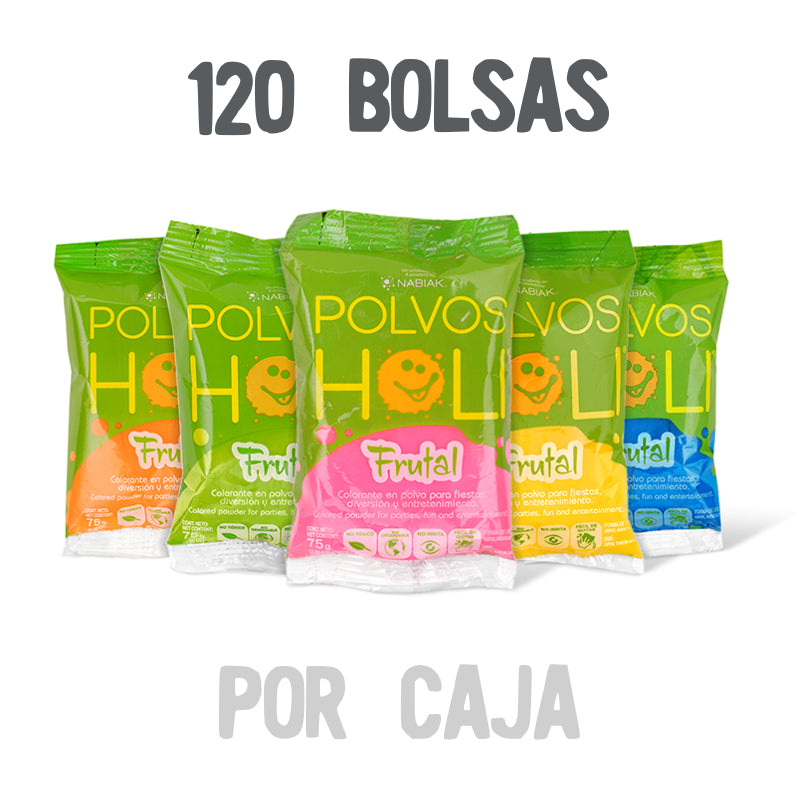 Bolsa 75 g Polvos Holi Frutal Caja 120 piezas