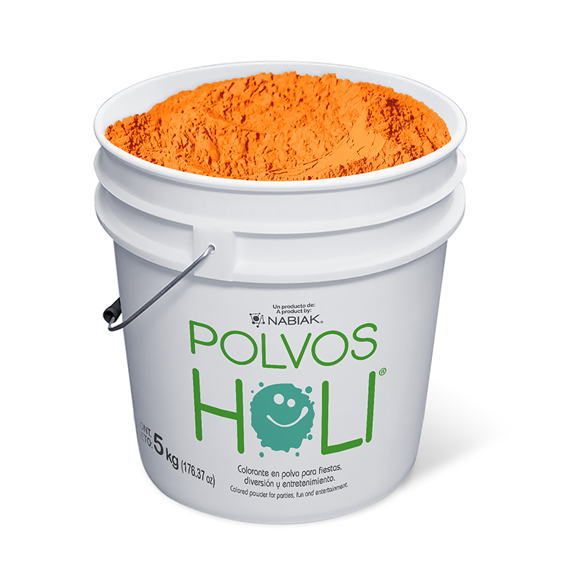 Cubeta de 5 kg Polvos Holi Original - Naranja