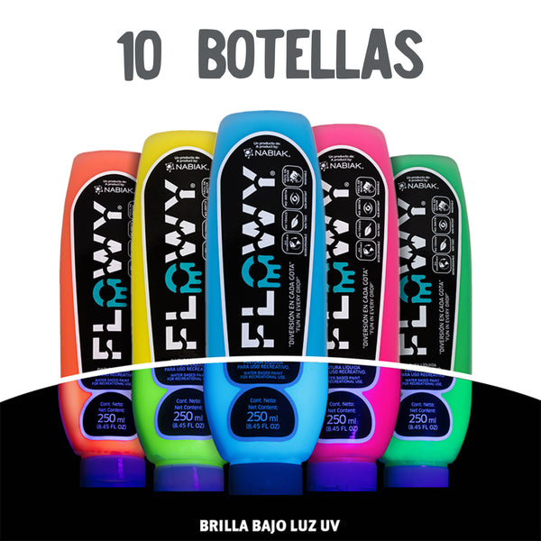 Para Empaparte - Paquete 10 botellas pintura Flowy 250 ml