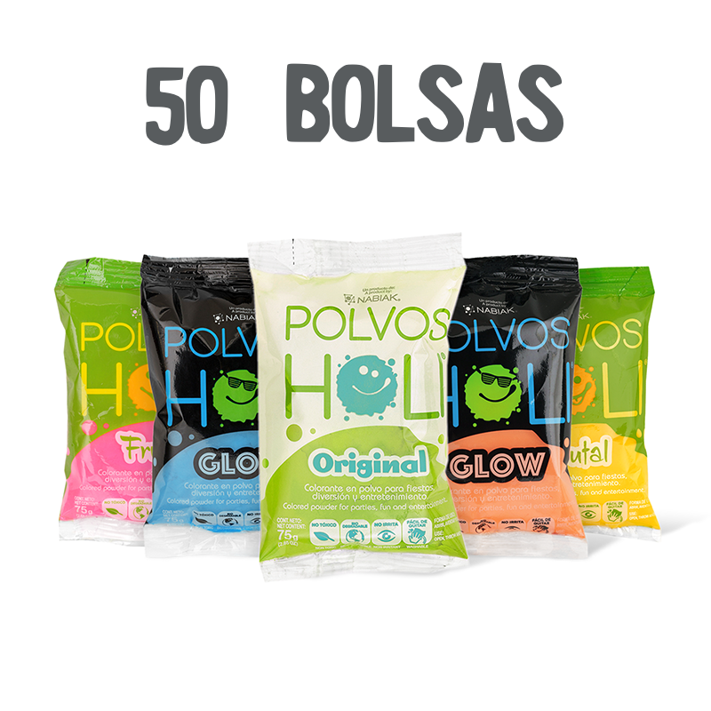Para Disfrutar - Paquete 50 bolsas Polvos Holi 75 g