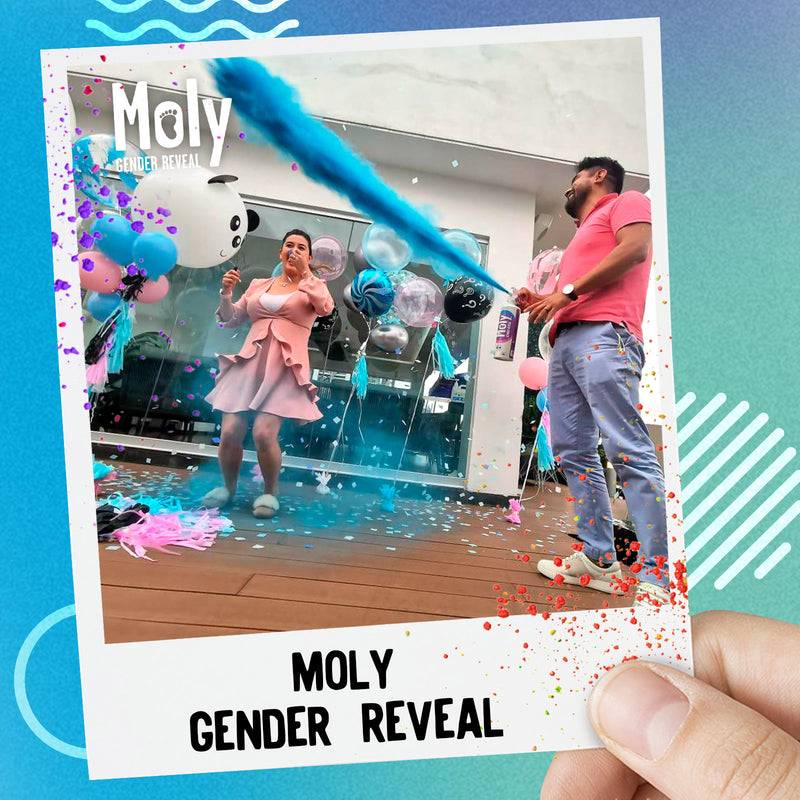 Paquete 2 Disparadores MOLY Gender Reveal Azul Moras