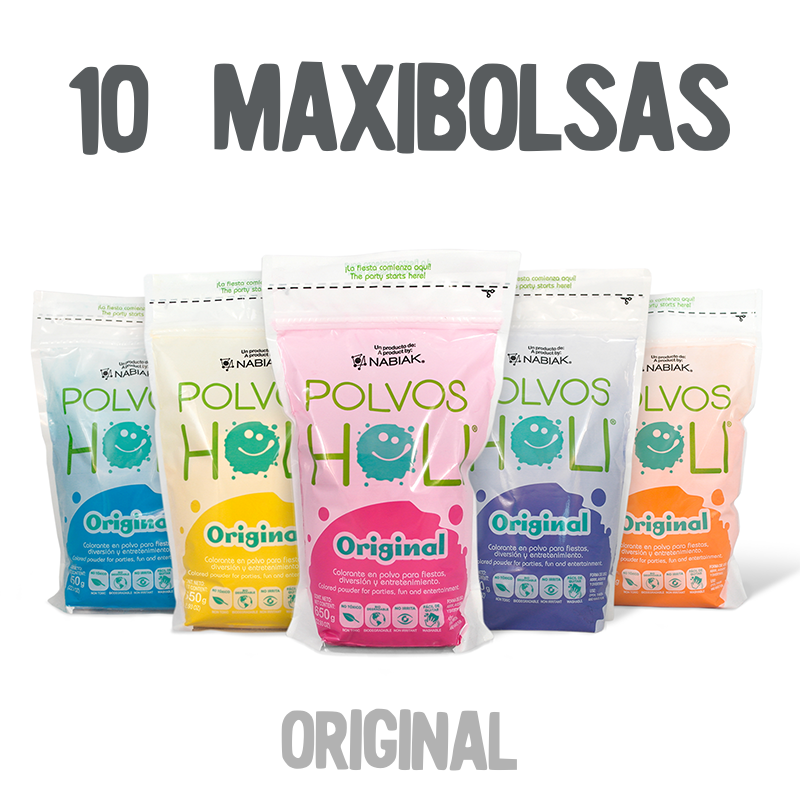 Para Festejar - Paquete 10 Maxibolsas Polvos Holi 650 g